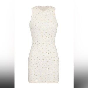 SKIMS COTTON RIB TANK Mini Dress in Marigold Rosebud Floral size XS